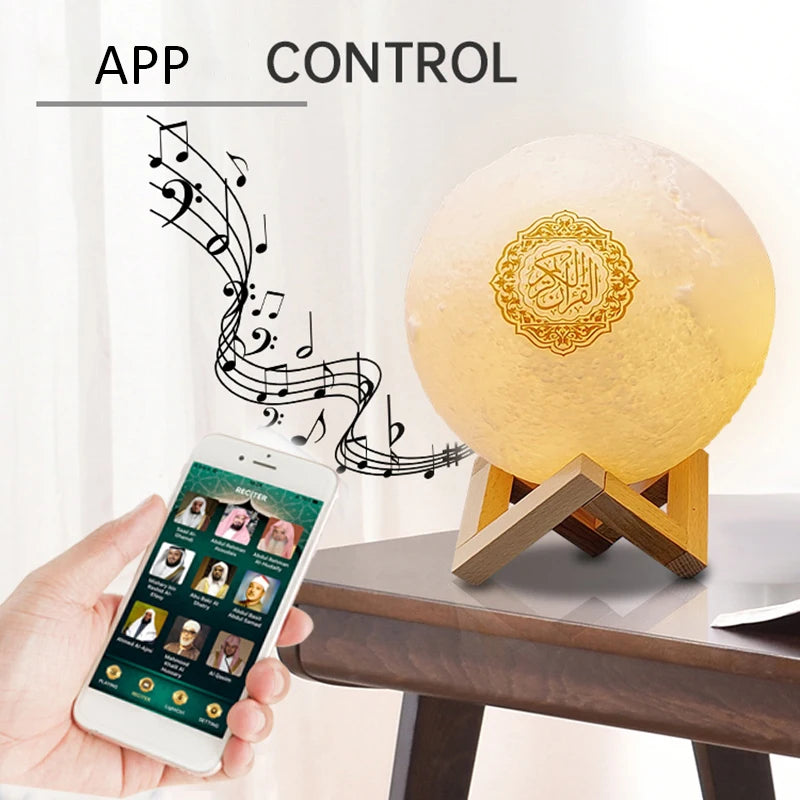 France Stock Muslim Wireless Speaker Bluetooth Colorful Moonlight LED night Light Moon Lamp Quran Speaker islam